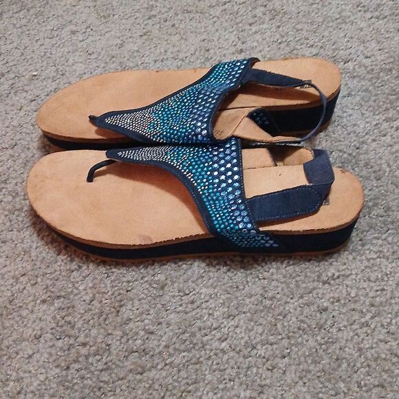 White Mountain Safari blue sandals  Sz 9.5 EUC - Picture 3 of 8